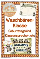 Vorschau - Poster - Waschbärklasse - Klassensprecher, Post für Kranke, Geburtstagskind - Deckblatt