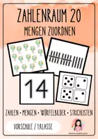 Vorschau - Stationenlernen - Zahlenraum 20 – Mengen zuordnen | Zahlen, Mengen, Würfelbilder & Strichlisten - Deckblatt