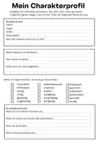 Vorschau - Arbeitsblätter - Charakterisierungsprofil über sich erstellen - Deckblatt