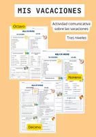 Vorschau - Arbeitsblätter - Mis vacaciones - tres niveles. Erste Stunde nach den Ferien - Deckblatt