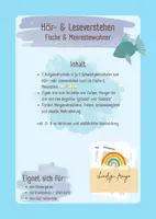Vorschau - Arbeitsblätter - Hör- & Leseverstehen Fische & Meerestiere | Mengen, Farben & Grössen | differenziert - Deckblatt