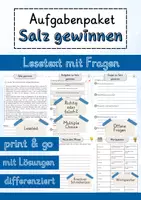 Vorschau - Arbeitsblätter - Salz gewinnen Lesetext einfach verständlich mit Aufgaben, Lösungen und Wortspeicher - Deckblatt