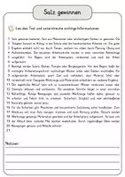 Vorschau - Arbeitsblätter - Salz gewinnen Lesetext einfach verständlich mit Aufgaben, Lösungen und Wortspeicher - Seite 3