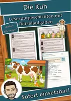 Vorschau - Arbeitsblätter - Die Kuh – Lesespurgeschichte mit Rätselaufgaben (Klasse 5) - Deckblatt
