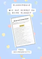 Vorschau - Quiz - Klassenquiz - Wie gut kennst du deine Klasse? Spiel Klasse - Deckblatt