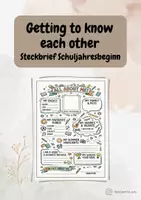 Vorschau - Arbeitsblätter - Getting to know each other | Steckbrief Sketchnote-Stil Schuljahresbeginn - Deckblatt