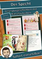Vorschau - Arbeitsblätter - Der Specht – Lesespurgeschichte mit Rätselaufgaben (Klasse 5) - Deckblatt