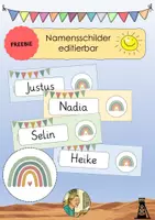 Vorschau - Bildkarten - Namensschilder Regenbogen Klassentier - editierbar FREEBIE - Deckblatt