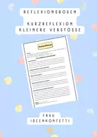 Vorschau - Arbeitsblätter - Kurzreflexion Reflexion Regelverstöße - Deckblatt