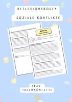 Vorschau - Aufgabenkarten - Reflexionsbogen soziale Konflikte Reflexion - Deckblatt
