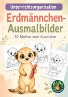 Vorschau - Mal- und Bastelvorlagen - Erdmännchen 10 Ausmalbilder und Malvorlagen - Deckblatt