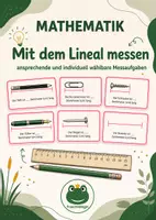 Vorschau - Aufgabenkarten - Aufgabenkarten: Mit dem Lineal messen - Deckblatt