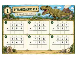 Vorschau - Stationenlernen - Rechenkartei Klasse 4 – Dinosaurier | schriftlich rechnen, Zahlenraum, Sachaufgaben - Seite 3