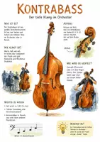 Vorschau - Arbeitsblätter - Lernposter + Arbeitsblätter zum Thema "Kontrabass" + Lösung & MP3 + Mindmap + Infografik - Deckblatt