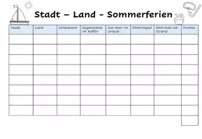 Vorschau - Spiele - Stadt – Land - Sommerferien - Deckblatt