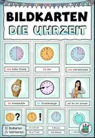 Vorschau - Präsentationen/Tafelbilder - DaZ - Bildkarten und Wortkarten "Die Uhrzeit" Thema "Kalender und Zeit" DaZ / DaF / Deutsch - Deckblatt
