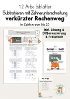 Vorschau - Arbeitsblätter - Subtrahieren mit Unterschreiten –
verkürzter Rechenweg
Zahlenraum bis 20 - Deckblatt