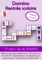 Aperçu - Jeux - Domino de la rentrée scolaire • Vocabulaire de l'école •| Jeu éducatif à imprimer - Page de couverture