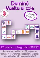 Vista previa - Juegos / Gamificación - Dominó de la vuelta al cole • Vocabulario escolar • Juego educativo para imprimir - Portada