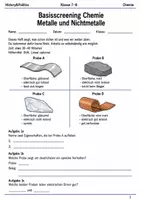Vorschau - Arbeitsblätter - Basisscreening Chemie Metalle und Nichtmetalle Klasse 7–8 - Deckblatt