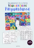 Vorschau - Mal- und Bastelvorlagen - Schulstart Einschulung Projekt Klassengemeinschaft | Klassentier Poster Pinguin+Ausmalbild - Seite 1