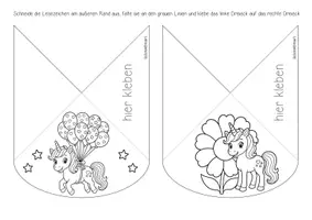 Vorschau - Mal- und Bastelvorlagen - Einhornklasse - Ecklesezeichen (Klassentier) - Seite 2