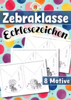 Vorschau - Mal- und Bastelvorlagen - Zebraklasse - Ecklesezeichen (Klassentier) - Deckblatt