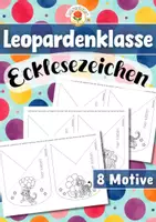 Vorschau - Mal- und Bastelvorlagen - Leopardenklasse - Ecklesezeichen (Klassentier) - Deckblatt