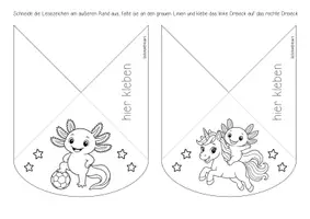 Vorschau - Mal- und Bastelvorlagen - Axolotlklasse - Ecklesezeichen (Klassentier) - Seite 3