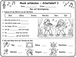 Vorschau - Stundenentwürfe - Musik entdecken – Musikstile kennenlernen | 9 Arbeitsblätter + Lösungen | 1. & 2. Klasse - Seite 3