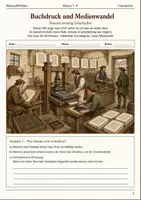 Vorschau - Arbeitsblätter - Buchdruck Medienwandel Basisscreening Klasse 7–8 - Deckblatt