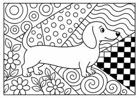 Vorschau - Mal- und Bastelvorlagen - Dackel - Pop Art Vorlagen Ausmalbilder - Seite 1