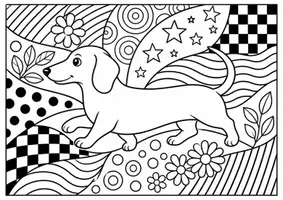 Vorschau - Mal- und Bastelvorlagen - Dackel - Pop Art Vorlagen Ausmalbilder - Seite 3
