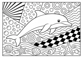 Vorschau - Mal- und Bastelvorlagen - Delfin - Pop Art Vorlagen Ausmalbilder - Seite 1