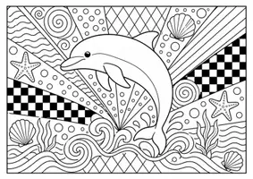 Vorschau - Mal- und Bastelvorlagen - Delfin - Pop Art Vorlagen Ausmalbilder - Seite 2