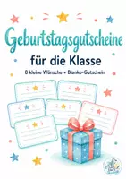 Vorschau - Bildkarten - Geburtstagsgutscheine für die Klasse - Deckblatt