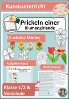 Vorschau - Arbeitsblätter - Blumengirlande Prickeln - Feinmotorik trainieren im Kunstunterricht - Deckblatt