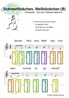 Vorschau - Arbeitsblätter - (B) 6 Kinderlieder für Herbst und Winter - Lasst uns froh und munter sein/ In meinem kleinen Apfel/ Laterne/ Alle Jahre wieder/ Schneeflöckchen/ Es regnet - Singen, Glockenspiel, Blockflöte - Spielend leichter Einstieg für Anfänger / Bunte Noten Rainbow B - Seite 1