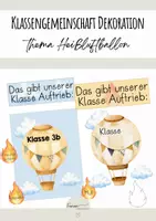 Vorschau - Poster - Dekoration Klassengemeinschaft - Thema Heißluftballon - Deckblatt