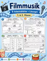 Vorschau - Stundenentwürfe - Filmmusik entdecken – Lesen, Rechtschreibung & Rechnen | 9 Arbeitsblätter + Lösungen | 1. & 2. Klasse - Deckblatt