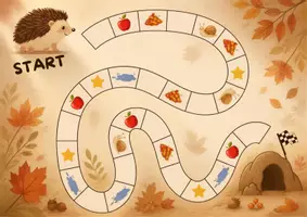 Vorschau - Spiele - Igel auf dem Weg ins Winterquartier- Würfelspiel für den Herbst - Seite 1