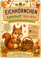 Vorschau - Spiele - Eichhörnchen sammelt Vorräte- Mengen- und Würfelspiel für den Herbst - Deckblatt