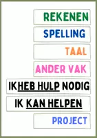 Voorbeeld - bordkaartjes vakken, data en belangrijke dingen - Voorblad