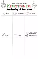Voorbeeld - intekenlijst kerstdiner per categorie - Voorblad
