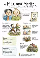 Vorschau - Arbeitsblätter - Lernposter + AB mit Fragen zum Thema "Max und Moritz" + Lösungsblatt + Mindmap + Infografik - Deckblatt