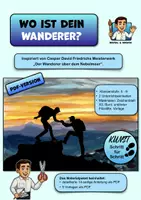 Vorschau - Stundenentwürfe - Wo ist dein Wanderer? – Kunstprojekt mit Deckfarben & Scherenschnitt | PDF-Version inkl. Vorlagen - Deckblatt