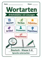 Vorschau - Arbeitsblätter - Wortarten Klasse 5-6 - Deckblatt