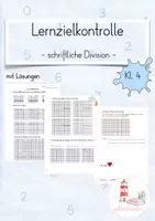 Vorschau - Arbeitsblätter - schriftliche Division Lernzielkontrolle/ Arbeit (Kl. 4/5) - Deckblatt