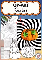 Vorschau - Mal- und Bastelvorlagen - Kürbis Ausmalbilder Op Art Kunstprojekt Halloween Ausmalen - Deckblatt