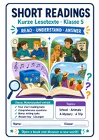 Vorschau - Arbeitsblätter - Lesetexte mit Fragen in Englisch (short reading) mit Lösungen Klasse 5-6 - Deckblatt